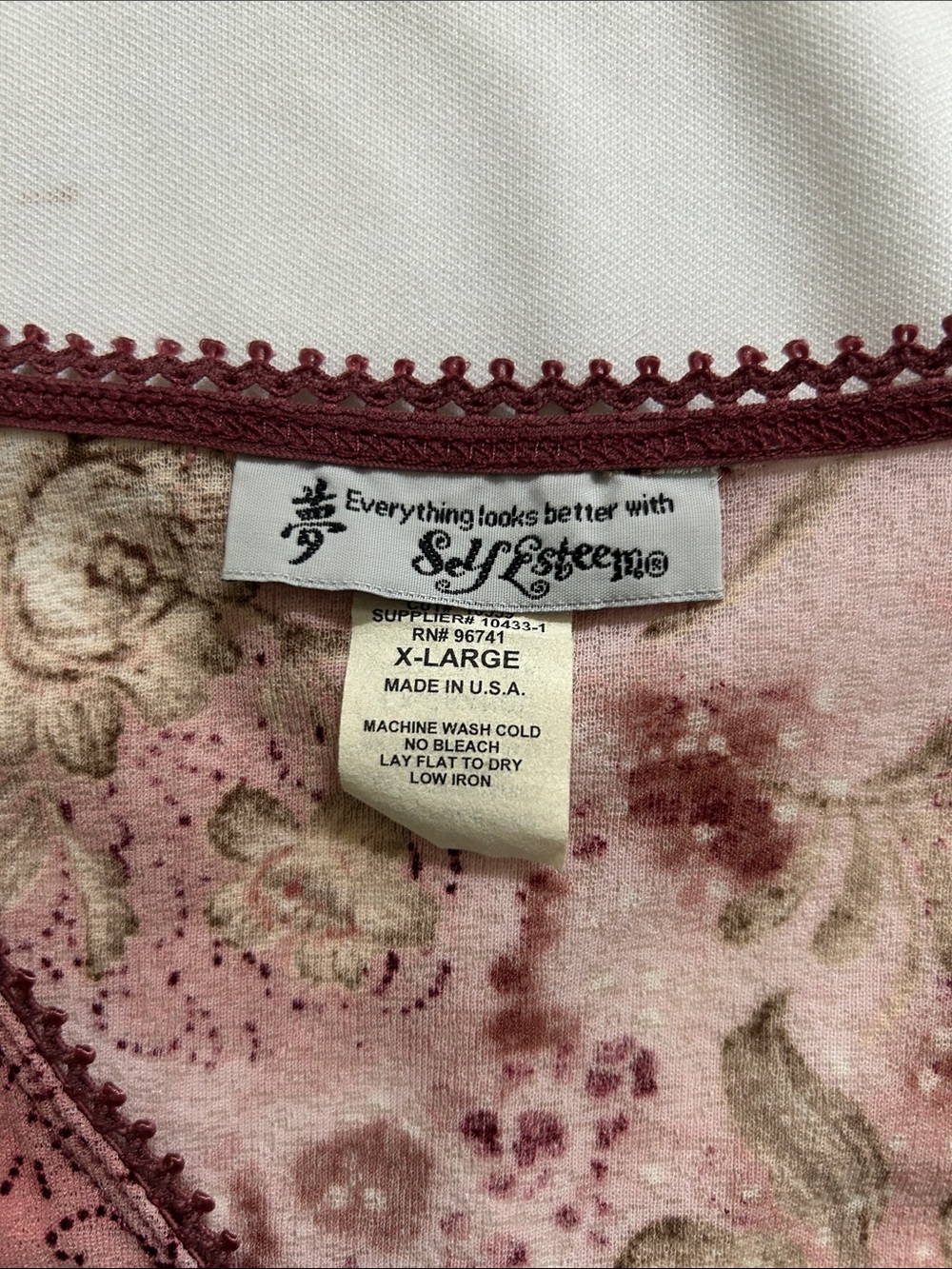 Vintage Self Esteem Dusty Rose Floral Top with Bell Sleeves - Picture 2 of 6